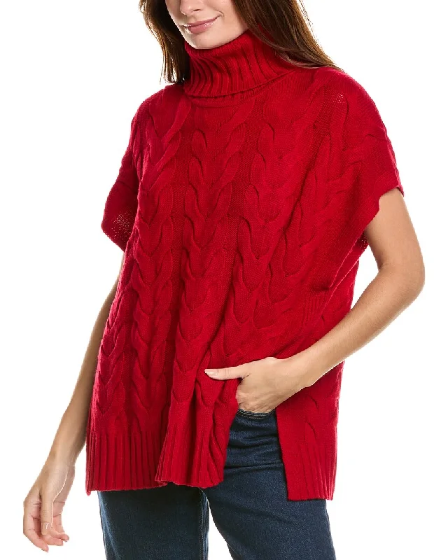 Forte Cashmere Luxe Cable Cowl Wool & Cashmere-Blend Popover Sweater Stylish Fashionable Trendy Forte Cashmere Luxe Cable Cowl Wool & Cashmere-Blend Popover Sweater Stylish Fashionable Trendy