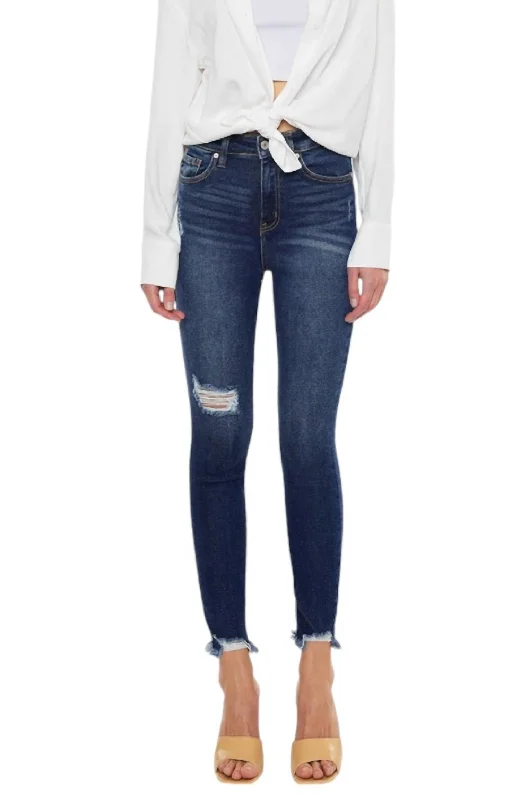 Gemma High Rise Ankle Skinny Jeans In Blue Casual Loose Fit Jeans
