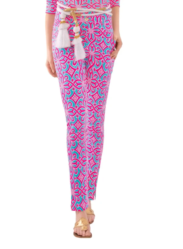 Gripeless Cotton Spandex Jeans - Piazza In Turq/pink Chic Rip-Detail High-Waist Jeans