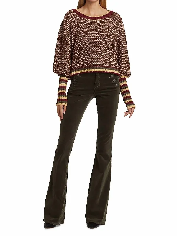 Hadar Sweater In Bordeaux Olive Butterscotch Hooded Sweater Collared Sweater Shawl Collar