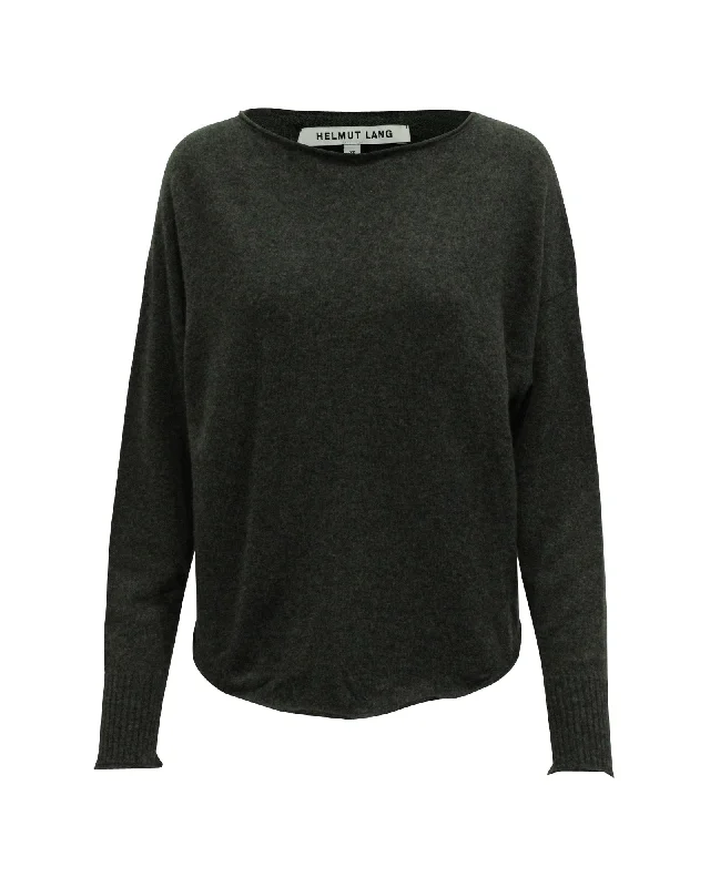 Helmut Lang Sweater in Grey Cashmere High Neck Crew Neck V-Neck