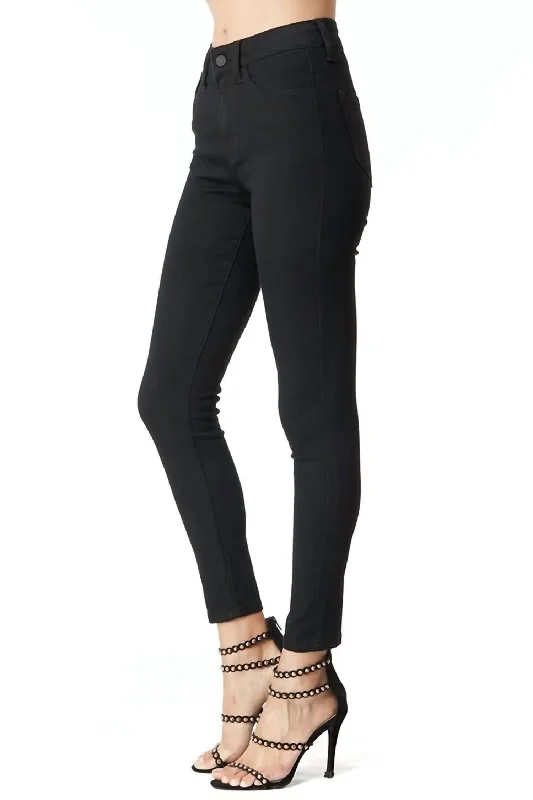High Rise Skinny Jeans In Black Casual Distressed Denim Jeans