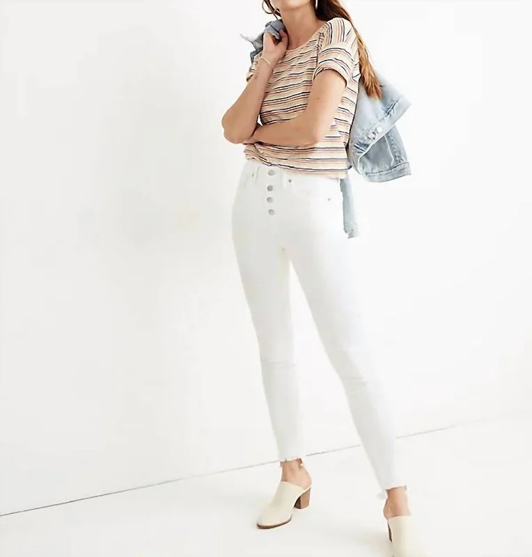 High Rise Skinny Jeans In White Fashionable Raw Hem Bootcut Jeans