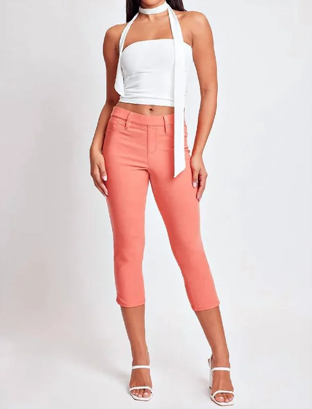 Hyperstretch Capri Jean In Melon Casual Distressed Skinny Jeans