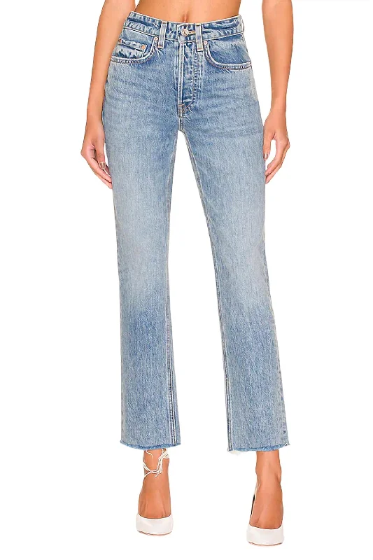 Karolina High Rise Straight Crop Jeans In La Playa Cozy Relaxed Fit Denim Jeans