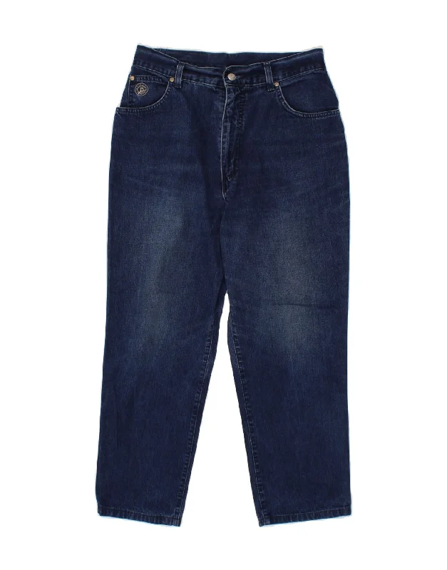 LAURA BIAGIOTTI Womens High Waist Cropped Jeans W33 L25  Blue Cotton Comfortable Low-Rise Jeans