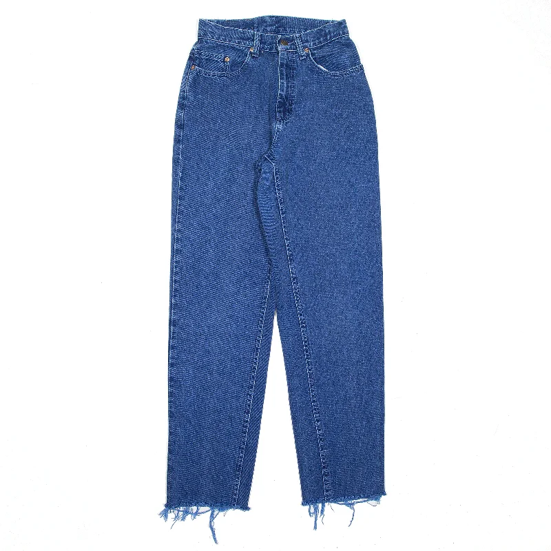 LEE Jeans Blue Denim Regular Bootcut Womens W23 L29 Fashionable Distressed Jeans