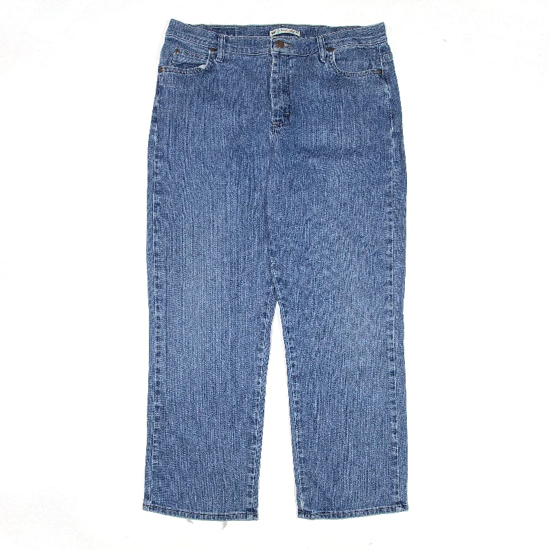 LEE Jeans Blue Denim Relaxed Straight Womens W34 L27 Fashionable Raw Edge Jeans
