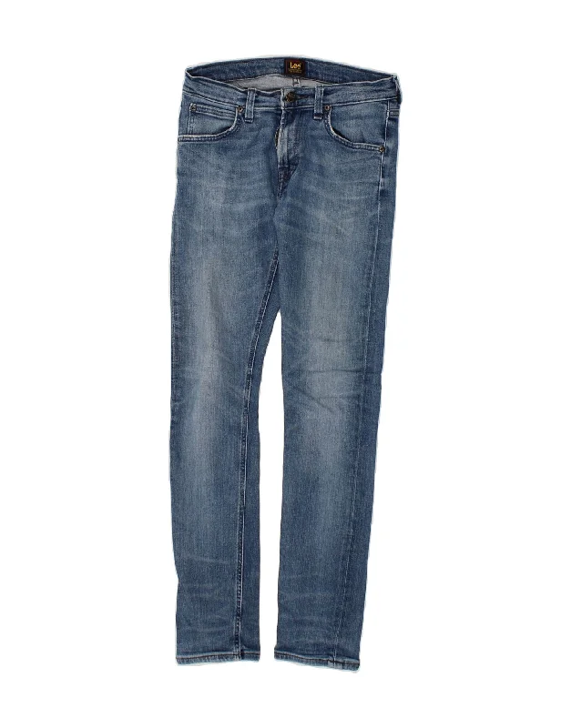 LEE Womens Luke Skinny Jeans W28 L32  Blue Cotton Stylish Acid-Wash Jeans
