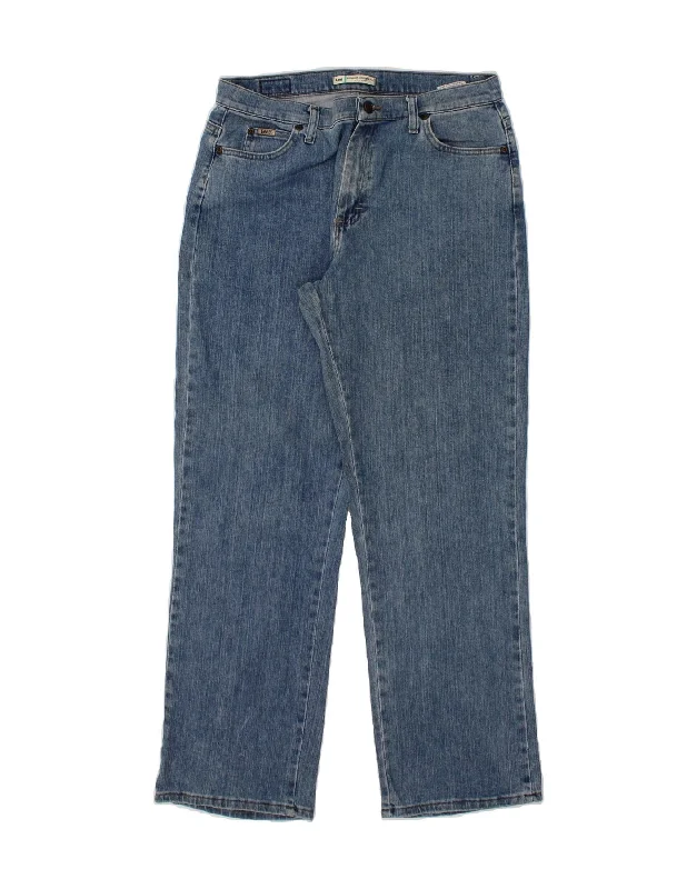 LEE Womens Relaxed Fit Straight Jeans US 12 Large W32 L30 Blue Cotton Casual Distressed Denim Jeans