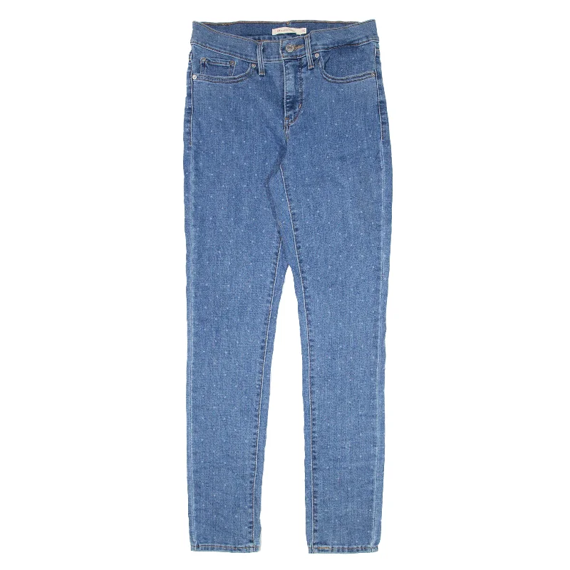 LEVI'S 311 Spotted Jeans Blue Denim Slim Skinny Womens W26 L30 Fashionable Distressed Jeans