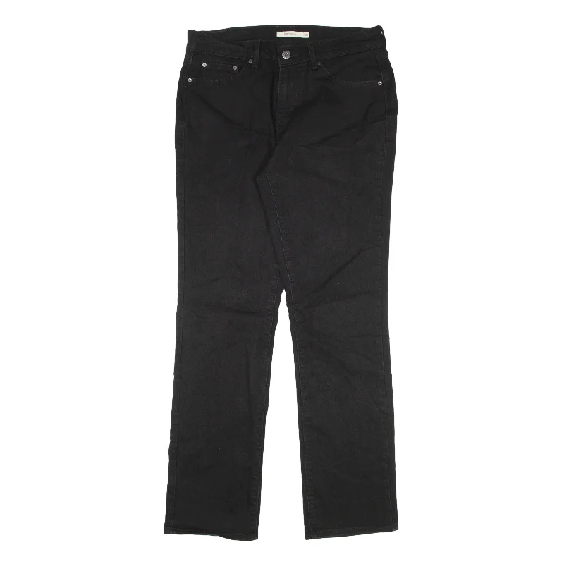 LEVI'S 505 Jeans Black Denim Slim Straight Womens W29 L32 Comfortable Distressed Straight-Leg Jeans