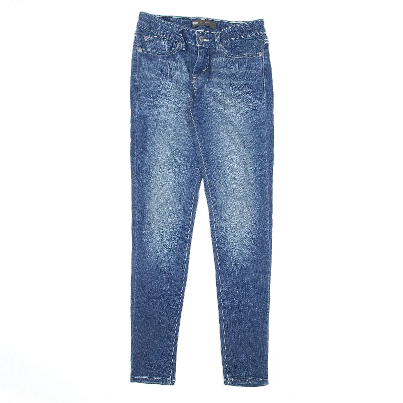 LEVI'S 535 Legging Jeans Blue Denim Slim Skinny Stone Wash Womens W25 L29 Fashionable Raw Edge Jeans