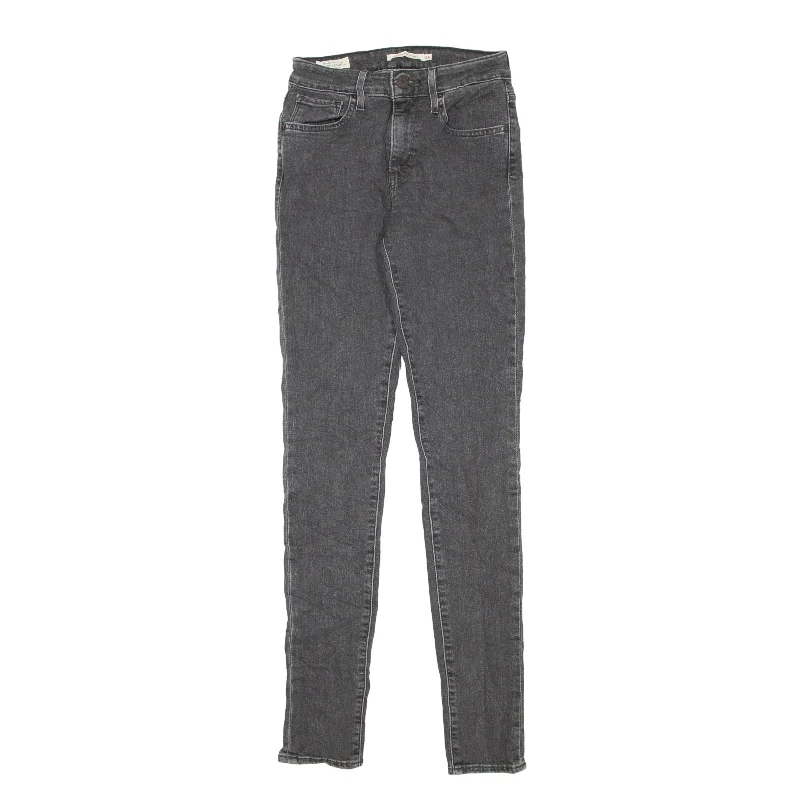 LEVI'S 721 High Rise BIG E Jeans Grey Denim Slim Skinny Womens W26 L32 Fashionable Mom Jeans