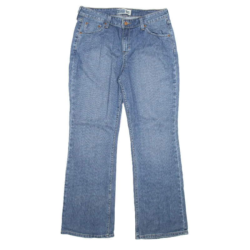 LEVI'S Signature Mid Rise Jeans Blue Denim Regular Bootcut Womens W32 L32 Trendy Pleated Waist Jeans