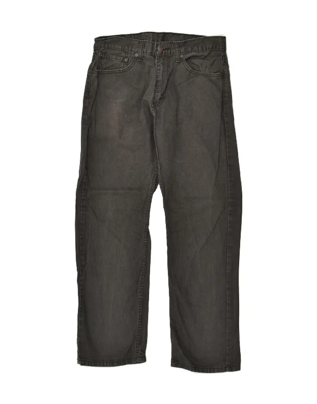 LEVI'S Womens 505 Straight Jeans W32 L30 Grey Cotton Fashionable Distressed Jeans