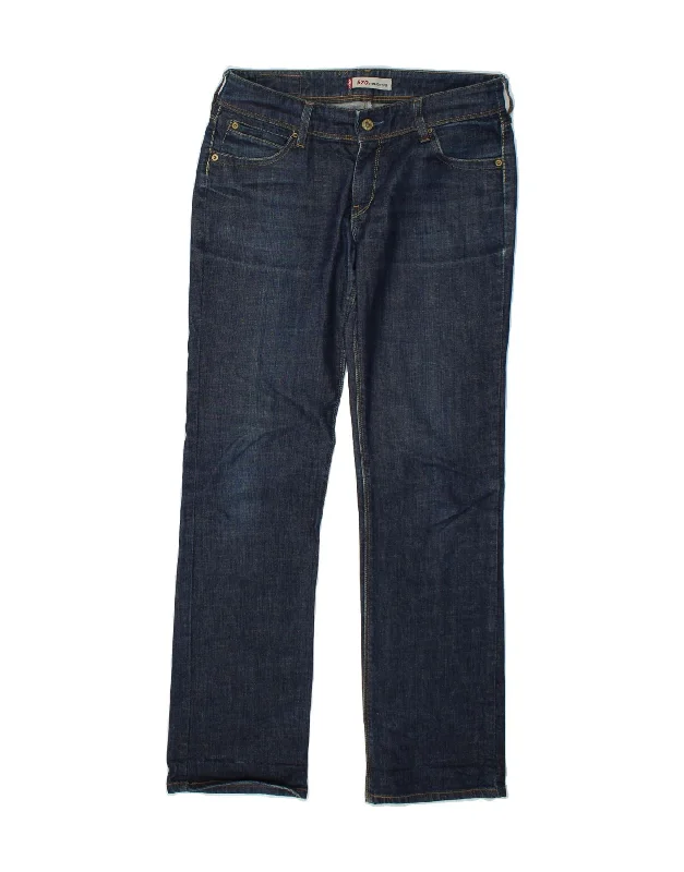 LEVI'S Womens 570 Straight Jeans W31 L34  Navy Blue Cotton Comfortable Flare Leg Jeans