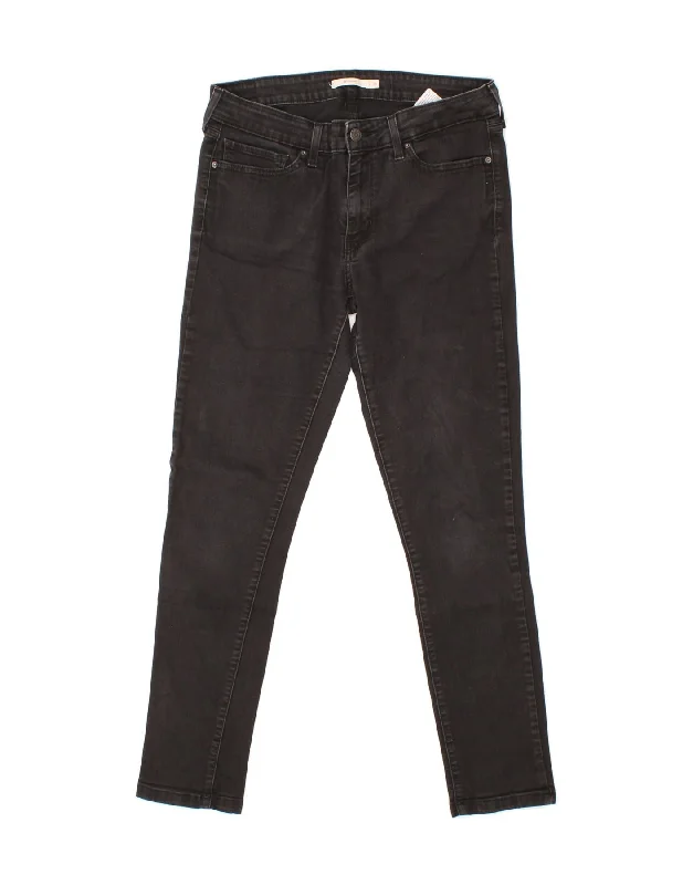 LEVI'S Womens 711 Skinny Jeans W31 L32 Black Cotton Trendy Patchwork Denim Jeans