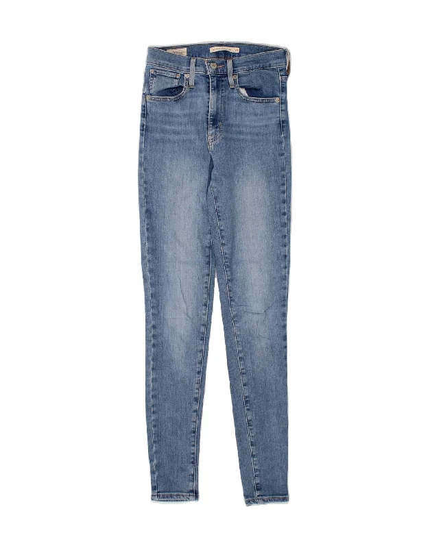 LEVI'S Womens Mile High Super Skinny Jeans W24 L30 Blue Cotton Fashionable Raw Hemmed Jeans LEVI'S Womens Mile High Super Skinny Jeans W24 L30 Blue Cotton Fashionable Raw Hemmed Jeans