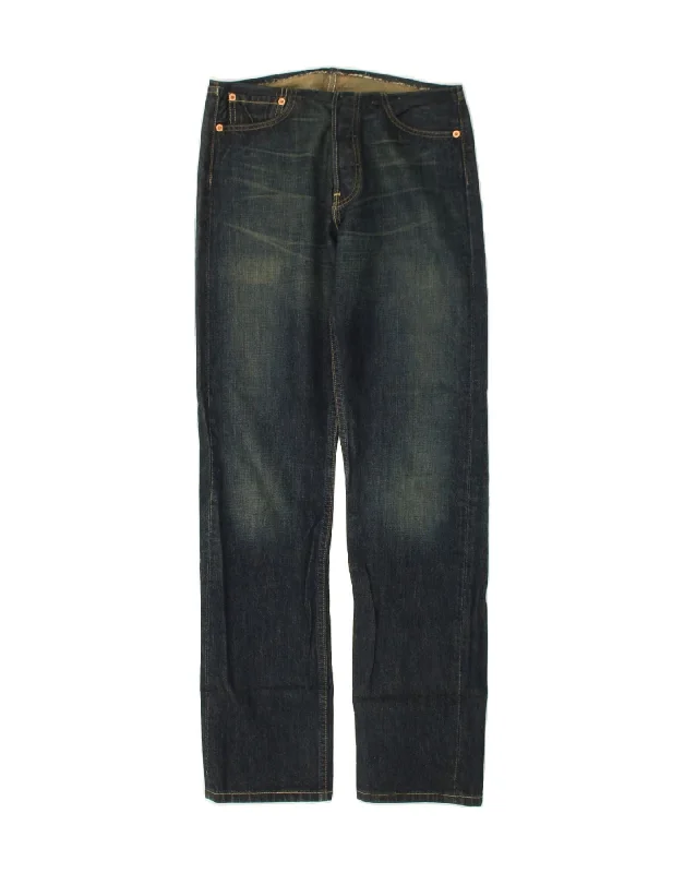 LEVI'S Womens Straight Jeans W27 L32 Navy Blue Cotton Casual Wide-Legged Denim Jeans LEVI'S Womens Straight Jeans W27 L32 Navy Blue Cotton Casual Wide-Legged Denim Jeans