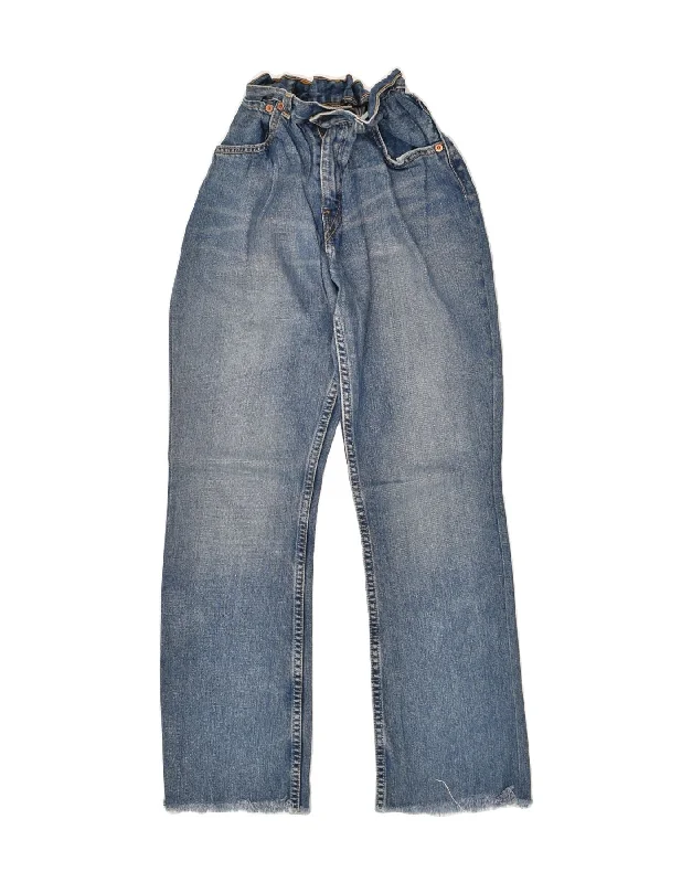 LEVI'S Womens Straight Jeans W31 L29 Blue Elegant Raw Hem Jeans