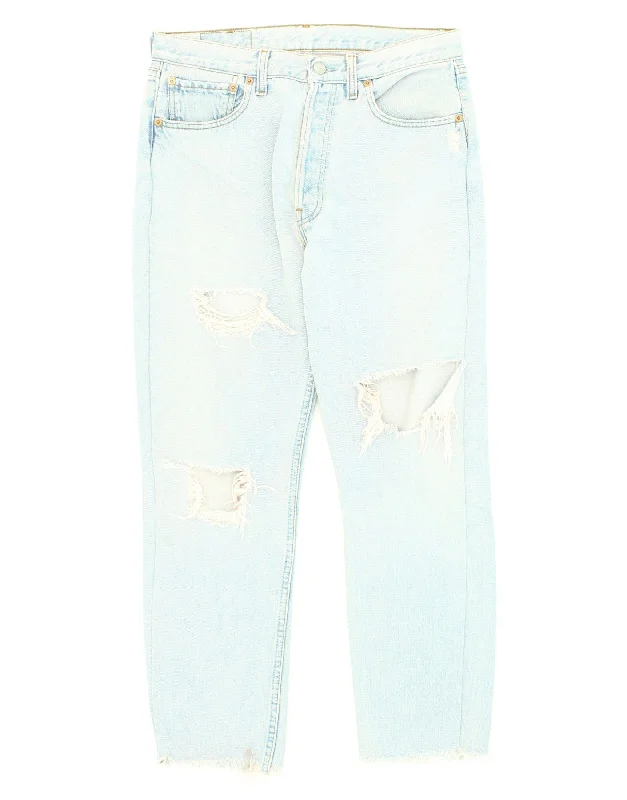 LEVI'S Womens Vintage Distressed Straight Jeans W32 L26 Blue Cotton Trendy Layered Pocket Jeans LEVI'S Womens Vintage Distressed Straight Jeans W32 L26 Blue Cotton Trendy Layered Pocket Jeans