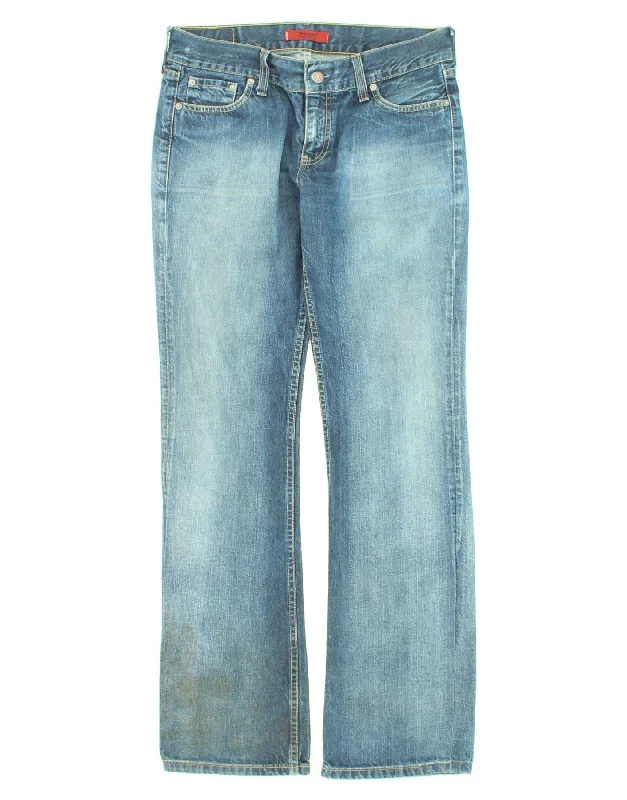 LEVI'S Womens Vintage Straight Jeans W32 L34 Blue Cotton Comfortable Folded Hem Jeans