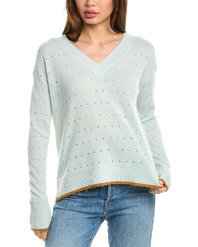 Lisa Todd V-Neck Cashmere Sweater Graphic Sweater Embroidered Appliqued