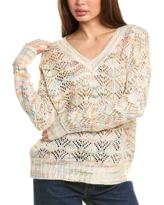 Lisa Todd V-Neck Sweater Faux Fur Fabric Real Fur Fabric Shearling Fabric