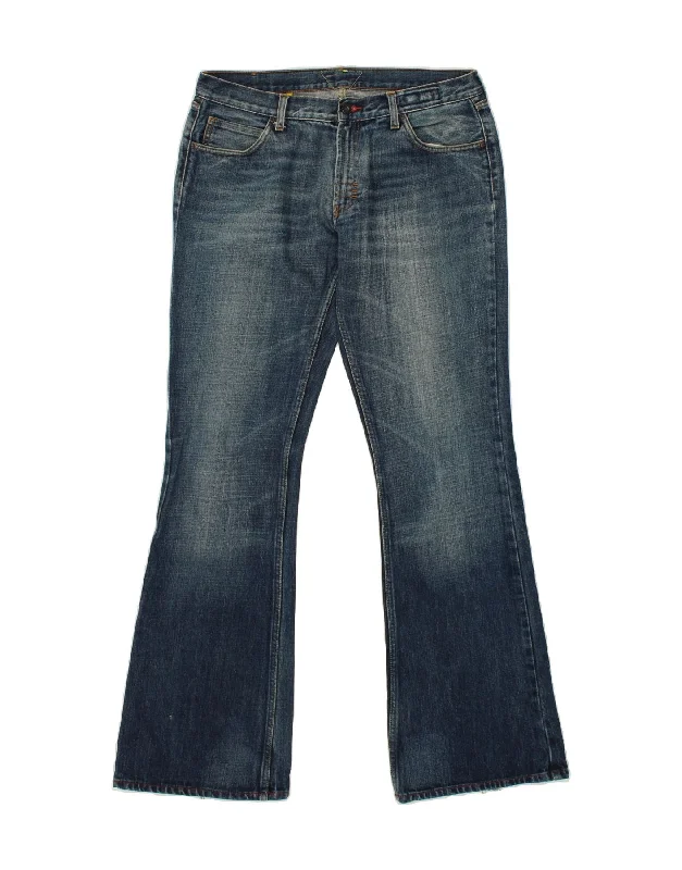 MELTIN' POT Womens Flared Jeans W33 L33 Blue Cotton Casual Loose Fit Jeans