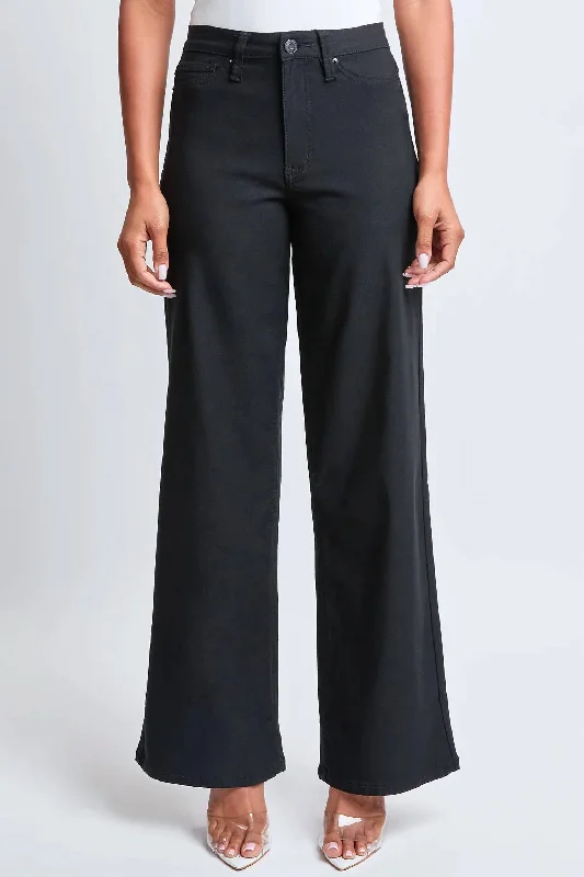 Missy High-Rise Hyperstretch Wide Leg Jeans In Black Comfortable Stretch Denim Jeans