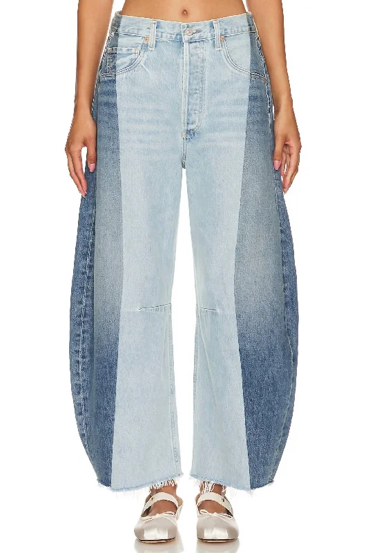 Pieced Horseshoe Jean In Fracture Trendy Paperbag Waist Jeans