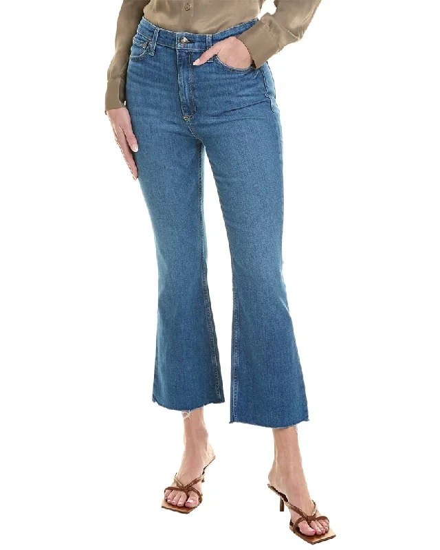 rag & bone Casey High-Rise Cindy Ankle Flare Jean Fashionable Frayed Hem Denim