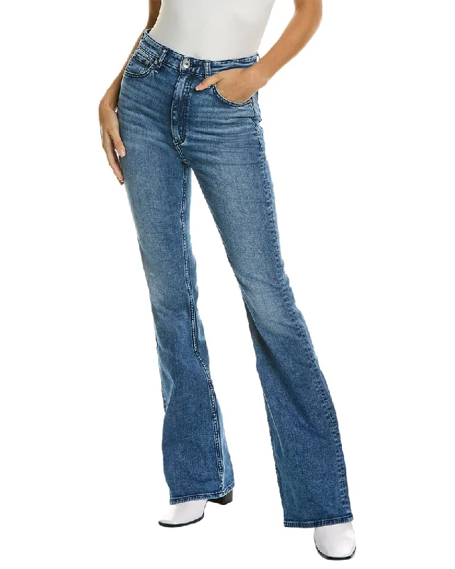 rag & bone Casey Malibu High-Rise Flare Jean Comfortable Dark Wash Jeans
