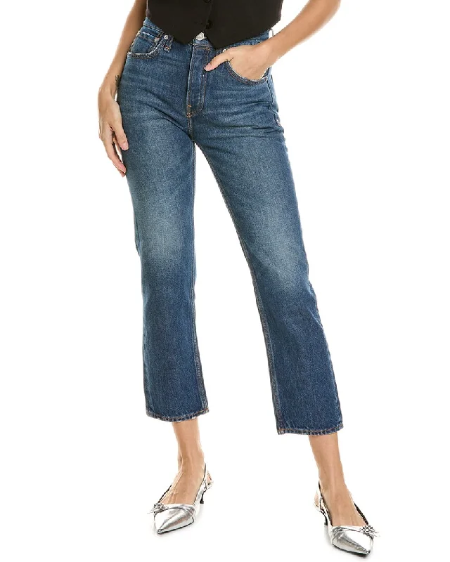 rag & bone Maya High-Rise Charlock Ankle Slim Jean Casual Wide-Legged Denim Jeans