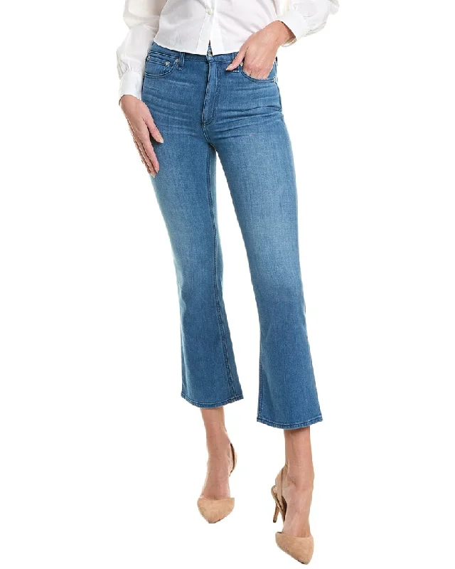 rag & bone Nina Poppy High-Rise Ankle Flare Jean Fashionable Straight Fit Denim