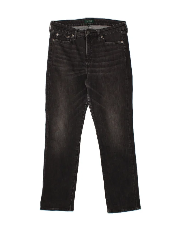 RALPH LAUREN Womens Straight Jeans US 10 Large W32 L28 Black Cotton Casual Skinny Fit Jeans