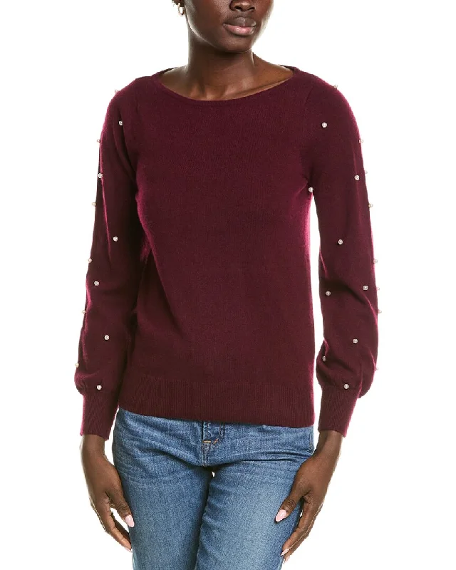 sofiacashmere Embellished Cashmere Sweater Plaid Sweater Polka Dot Checkered