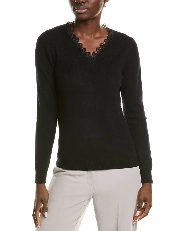 sofiacashmere Lace Trim Cashmere Sweater Machine Wash Dry Clean Hand Wash