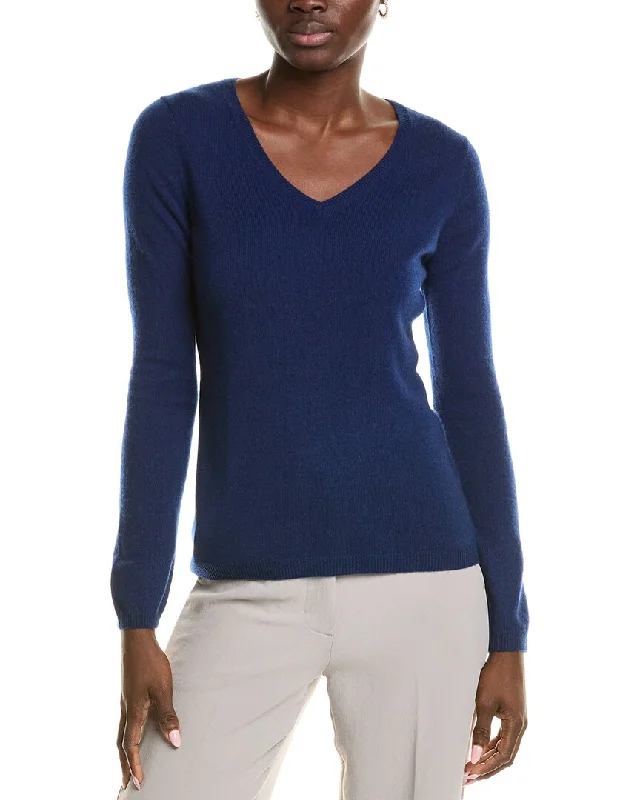sofiacashmere Modern V-Neck Cashmere Sweater Slim Fit Regular Fit Oversized
