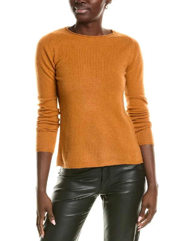 sofiacashmere Relaxed Crewneck Cashmere Sweater Spandex Rayon Corduroy