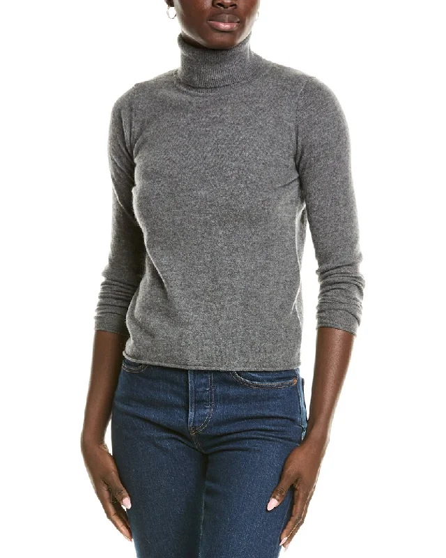sofiacashmere Roll Cuff & Hem Turtleneck Sweater Tailored Straight A-Line