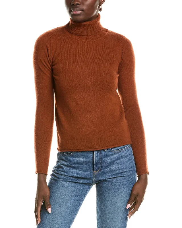 sofiacashmere Roll Cuff & Hem Turtleneck Sweater Cotton Fabric Linen Fabric Terry Fabric