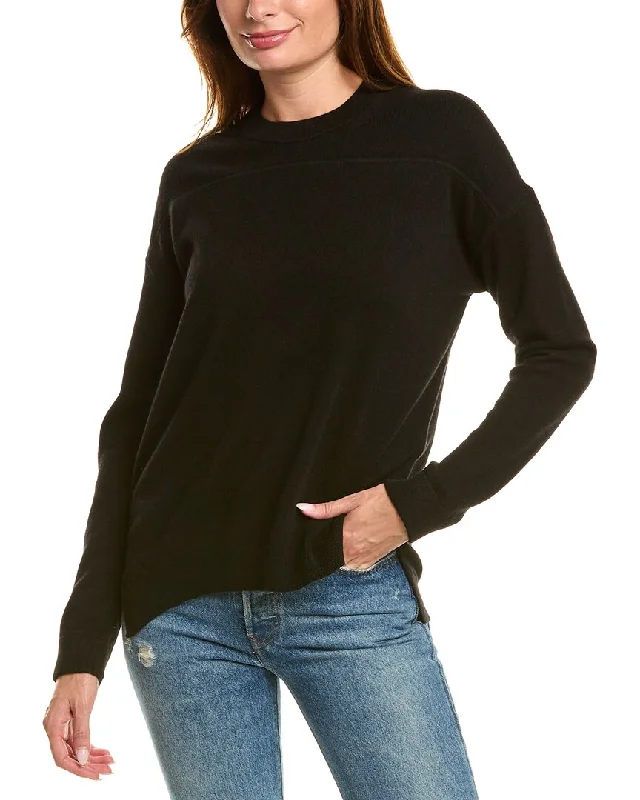 Theory Karenia Yoke Cashmere Sweater Turtle Neck Boat Neck Asymmetrical Neck