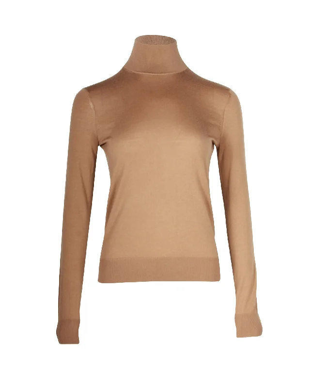 Theory Turtleneck Sweater in Brown Regal Wool Terry Terry Cloth Terry Knit