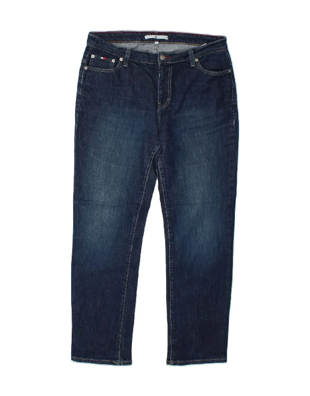 TOMMY HILFIGER Womens High Waist Slim Jeans US 14 XL W30 L30 Blue Cotton Stylish Acid-Wash Jeans