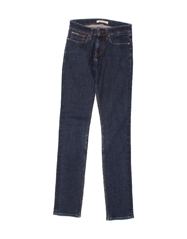 TOMMY HILFIGER Womens Skinny Jeans W28 L36 Navy Blue Cotton Trendy Cut-Off Denim Shorts