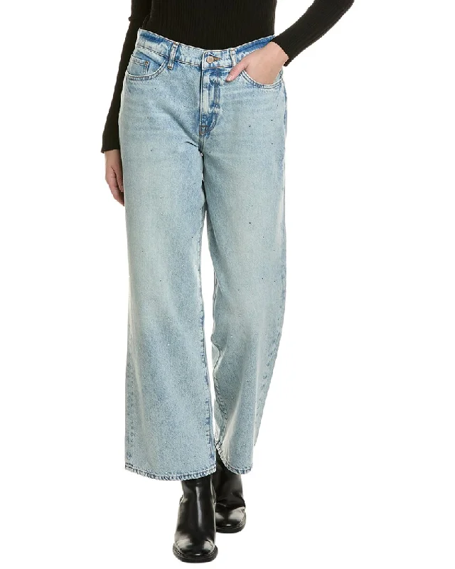 Triarchy Ms. Miley Striped Medium Indigo Baggy Jean Stylish Stone-Wash Denim Jeans