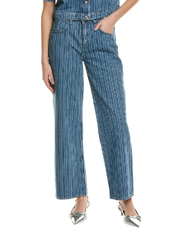 Triarchy Sparrow Striped Medium Indigo Baggy Jean Fashionable Straight Cut Jeans