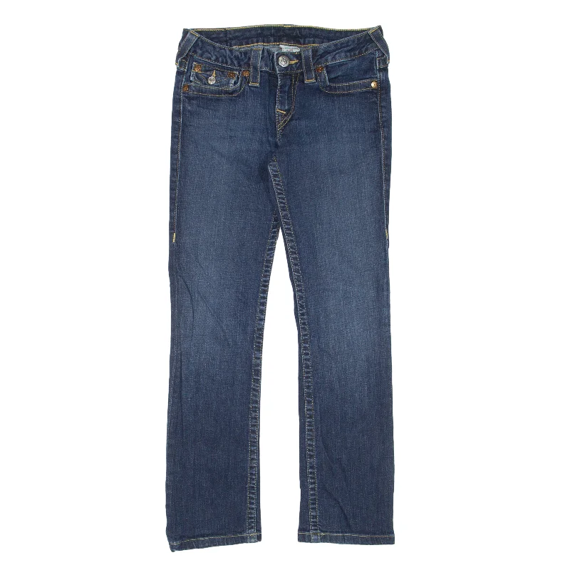 TRUE RELIGION Jeans Blue Denim Slim Straight Womens W28 L26 Comfortable Drawstring Waist Jeans